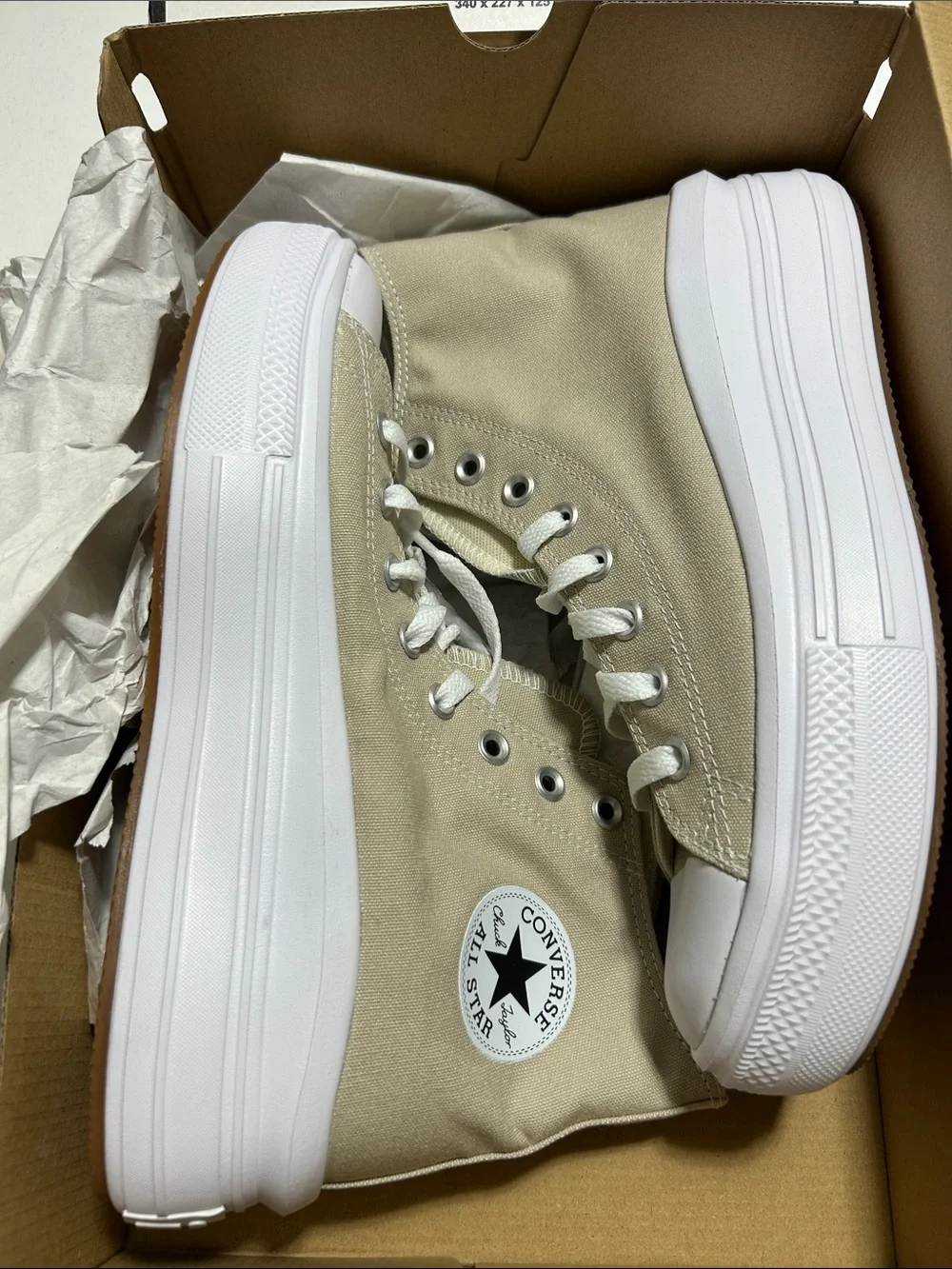 Converse High Top Sneakers in Beige and White